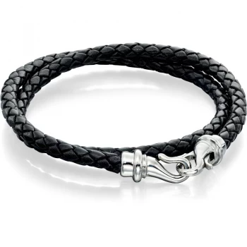 Image of Mens Fred Bennett Stainless Steel & Leather Bracelet