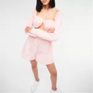 Image of Missguided Ruched Bust Poplin Cut Out Mini Dress - Pink