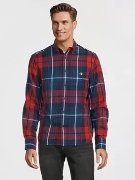 Image of GANT Check Plaid Flannel Shirt - Dark Red, Dark Red Size M Men