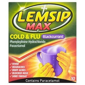 Image of Lemsip Max Cold and Flu Blackcurrant Sachets 10s