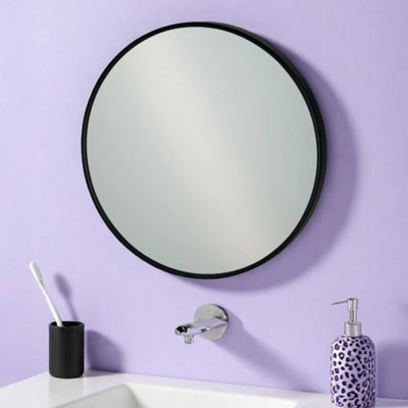 Image of Showerdrape Portobello Wall Mounted Black Framed Bathroom Mirror 40 X 40Cm