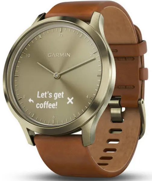 Image of Garmin Watch Vivomove HR Gold Tone with Light Brown Leather Band D - Green GMN-131