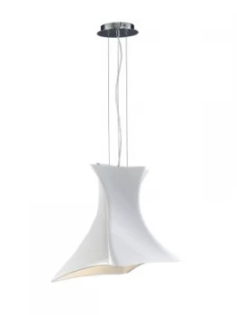 Image of Dome Ceiling Pendant E27, Gloss White, Polished Chrome