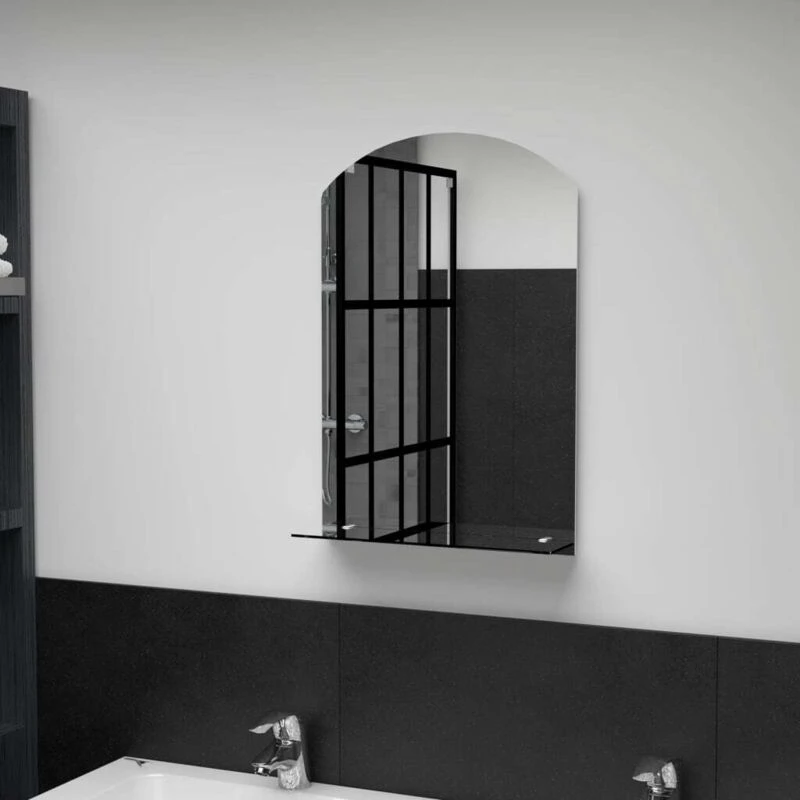 Image of vidaXL Wall Mirror with Shelf 40x60cm Tempered Glass Bathroom Makeup Vanity