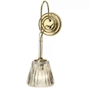 Image of IP44 Wall Light Rope Effect Cable Ribbed Glass Shade Polished Brass LED G9 3.5W