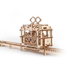 Image of Tram On Rails UGears 3D Wooden Model Kit