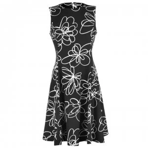 Image of DKNY Floral Fit Flare Dress - Black