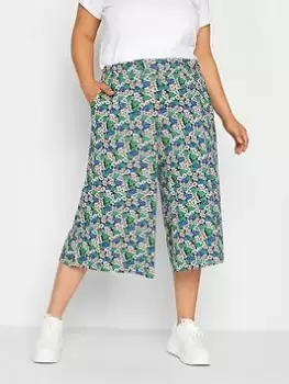 Image of Yours Flower Stretch Jersey Culotte, Black, Size 18, Women