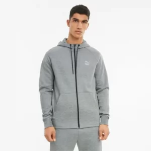 Image of PUMA Classics Tech Full-Zip Mens Hoodie, Medium Grey Heather, size Small, Clothing