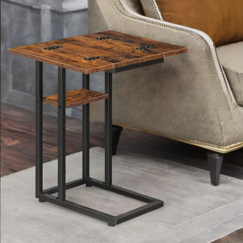 Image of Rafaelo Mobilia Foldable Sofa Side Table in Brown Brown Unisex
