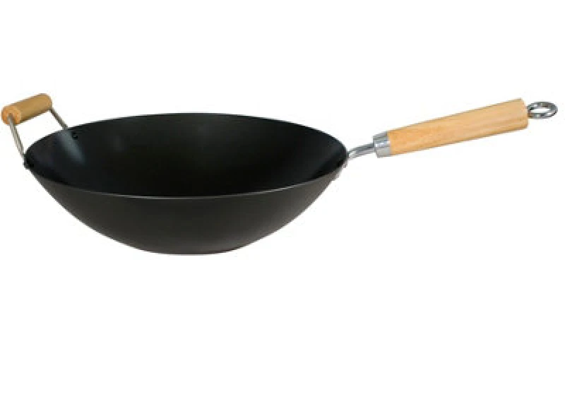 Image of Dexam Non-Stick Carbon Steel Professional Gauge Wok With Helper Handle (14")