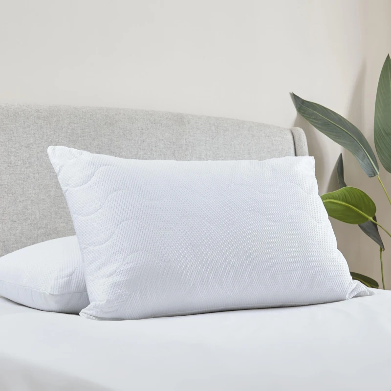 Image of Catherine Lansfield Catherine Lansfield 'Luxury Quilted Comfort' Embossed Pillow Pair in White White One Size Unisex 5057681111919