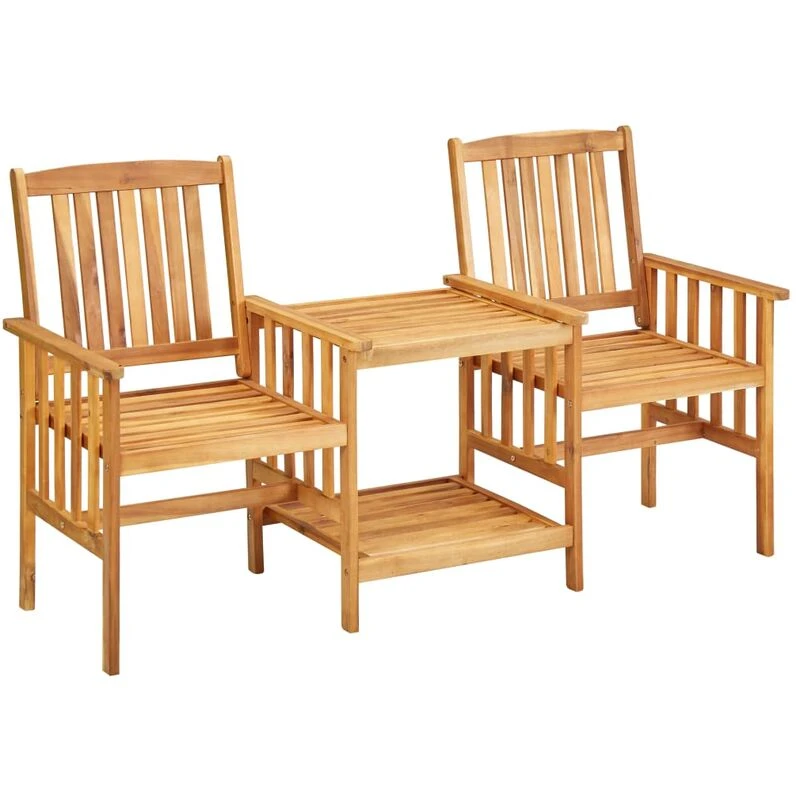 Image of VIDAXL Garden Chairs with Tea Table 159x61x92cm Solid Acacia Wood Vidaxl 8719883723013