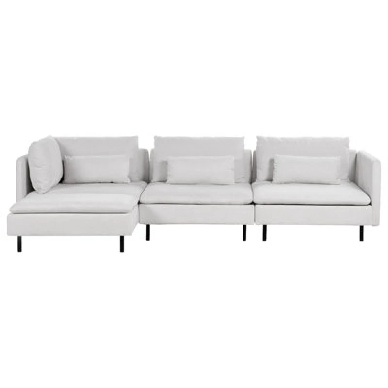 Image of Beliani Modular Corner Sofa 3 Seater Egeris Fabric Light Grey Right Hand