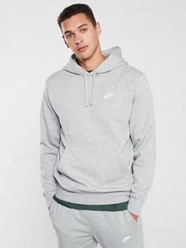 Image of Nike Sportswear Club Fleece Overhead Hoodie - Dark Grey Size M Men