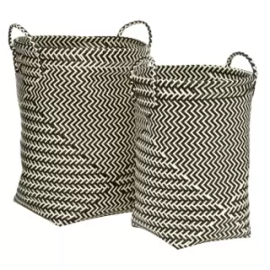 Image of Premier Housewares Set of 2 Patterned Laundry Baskets - Black & White
