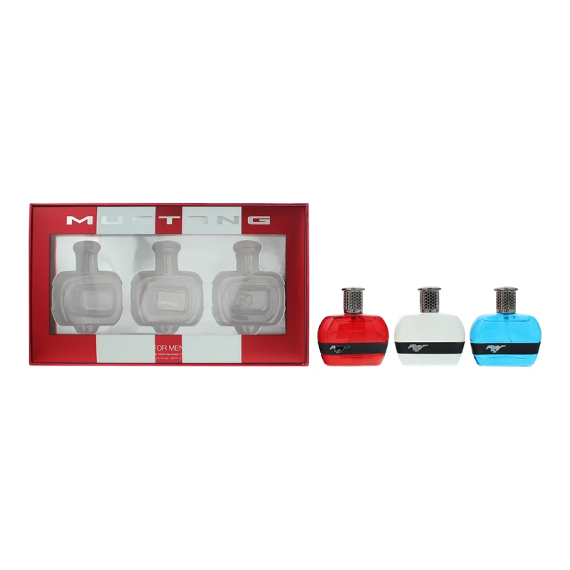 Image of Mustang Gift Set 30ml Red Eau de Toilette + 30ml White Eau de Toilette + 30ml Blue EDT