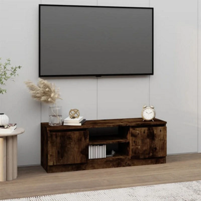 Image of Vidaxl TV Cabinet With Door Smoked Oak 102X30X36 Cm, Brown 823355