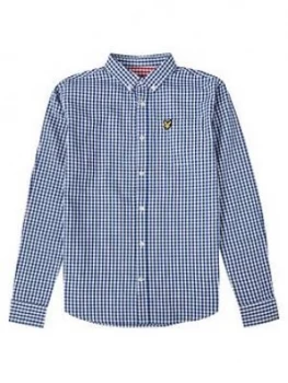 Image of Lyle & Scott Boys Long Sleeve Gingham Shirt - Blue, Size 3-4 Years