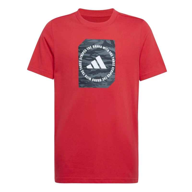 Image of adidas Logo T Shirt Junior Red Camo unisex 13 Years