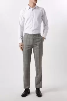 Image of Slim Fit Neutral Check Suit Trousers
