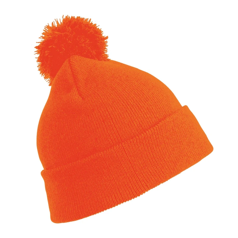 Image of Result Winter Essentials Pom Pom Beanie in Orange Orange Unisex One Size