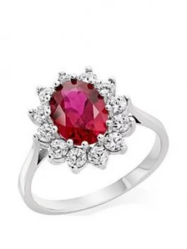 Image of Beaverbrooks 9Ct White Gold Red Cubic Zirconia Cluster Ring