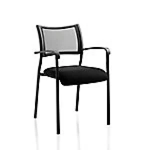 Image of Visitor Chair Brunswick Black Frame Mesh Back Black Fabric With Arms
