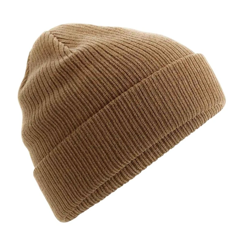 Image of Beechfield Beechfield Men Cotton Beanie in Light Brown Light Brown One Size Male 5063527243409
