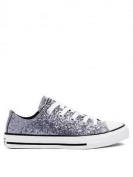 Image of Converse Chuck Taylor All Star Childrens Ox Glitter Coated Plimsolls - Silver