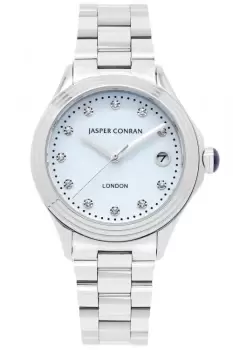 Image of Ladies Jasper Conran London 36mm Watch with a Blue Dial and a Silver Metal bracelet J1B104055