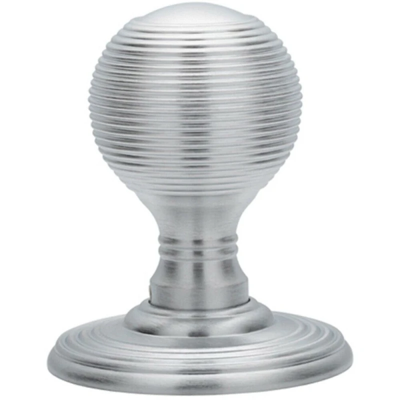 Image of Loops PAIR Round Textured Mortice Door Knob 50mm Dia Satin Chrome Beehive Handle Multi unisex