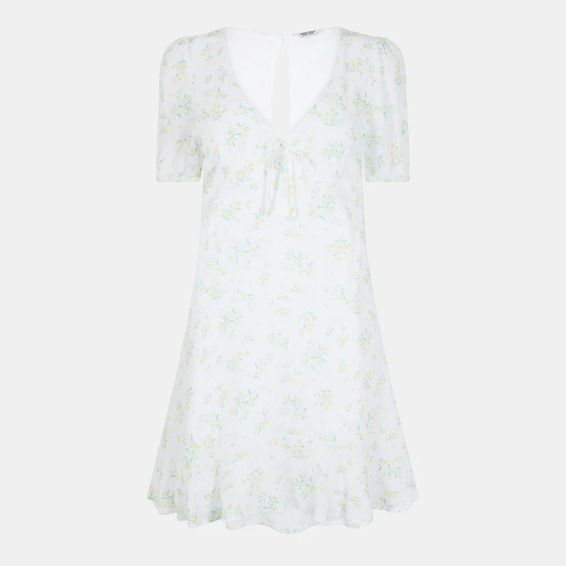 Image of Jack Wills Womens JW Cut Out Mini Dress White/Yellw Dit female 6 (2XS)