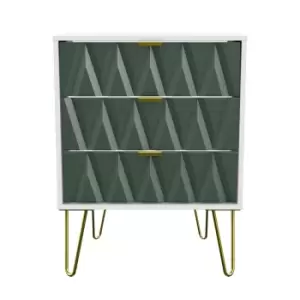 Image of Copenhagen Ready Assembled Three Drawer Narrow Chest Green