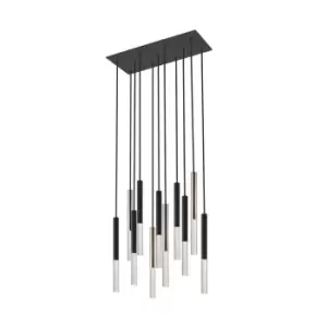 Image of One Integrated LED Cluster Pendant Ceiling Light, Matt Black, French Gold, 11 Light, 4050lm, 3000K
