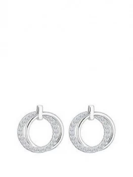 Image of Simply Silver Double Open Polished And Cubic Zirconia Earrings