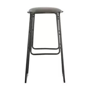 Image of Bar Stool in Vintage Ash Faux Leather with Gunmetal Legs