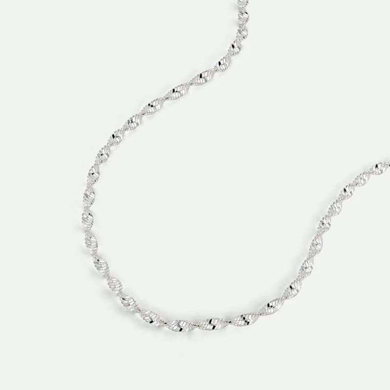 Image of The Fine Collective Womens Sterling Silver Singapore Chain (2.8mm) Necklace 18" Size: 18" Silver Female 18"
