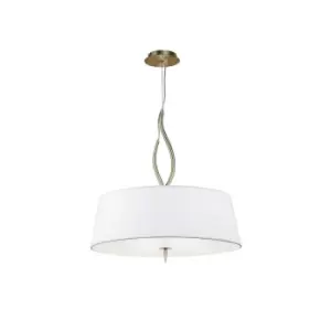 Image of Ninette Pendant 4 Light E27, Antique Brass With Ivory White Shades