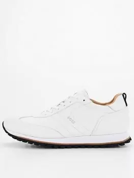 Image of BOSS Parkour Runn Leather Trainer, White, Size 7, Men