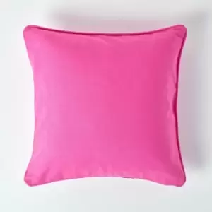 Image of HOMESCAPES Cotton Plain Cerise Cushion Cover, 30 x 30cm - Pink