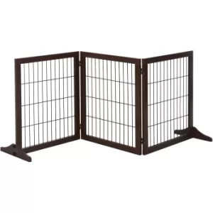 Image of PawHut 3 Panel Wooden Pet Gate Indoor Foldable Dog Cat Barrier w/ Support Feet