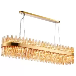 Image of Luminosa Kalih 36 Light G9, Ceiling Pendant Oblong, Brass, Amber Item Weight: 33.98kg