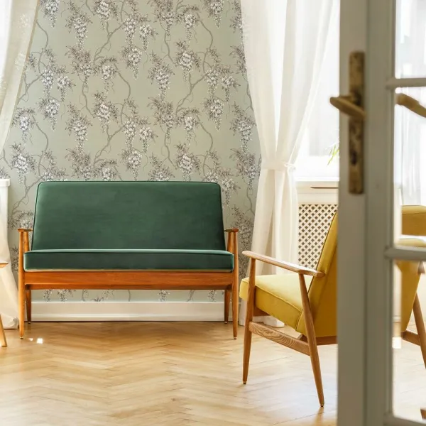 Image of Superfresco Easy - Sage Wisteria Floral Wallpaper - Green