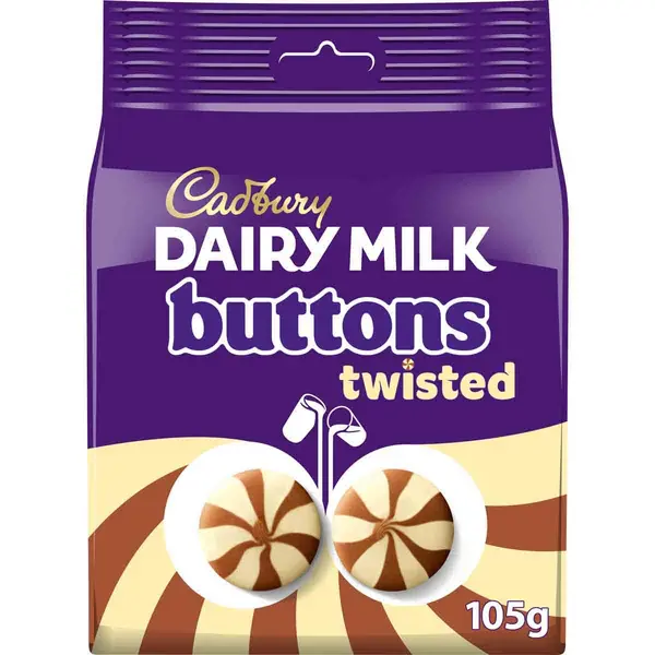 Image of Cadbury Gifts Direct Cadbury Giant Twisted Buttons Chocolate Bag 105g (Box of 10) 4266942O