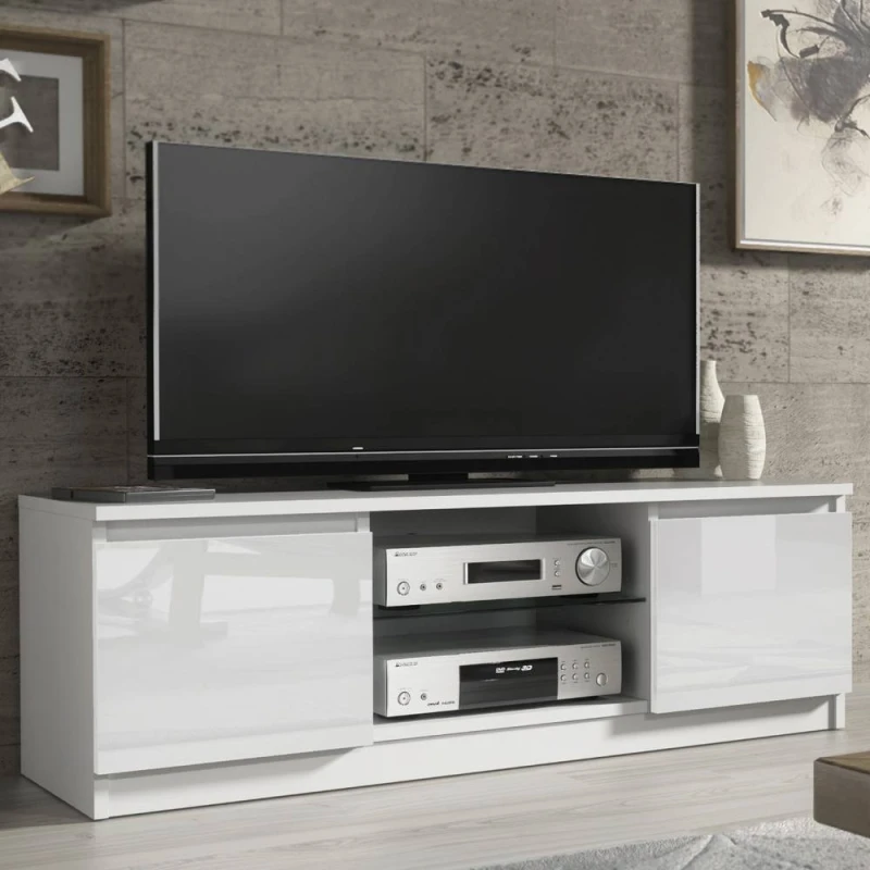 Image of Creative Furniture Aura TV Unit 120cm - White with Gloss Doors White Unisex