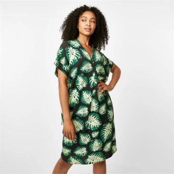 Image of Biba Pleated Jersey Tunic Dress - Palm Print