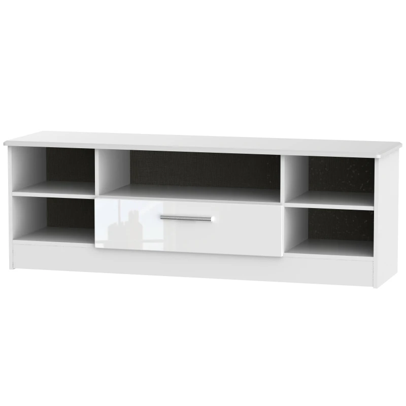 Image of Harrow Wide 1 Drawer TV & Media Unit In White Gloss (Ready Assembled)