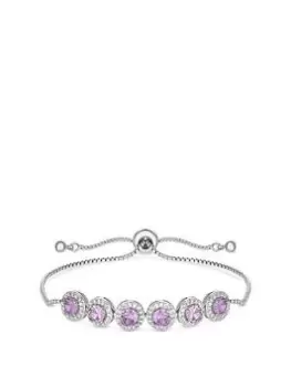 Image of Jon Richard Rhodium Plated And Lavender Pave Toggle Bracelet, Silver, Women