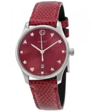Image of Gucci G-Timeless Red Mother of Pearl Dial Womens Watch YA126584 YA126584